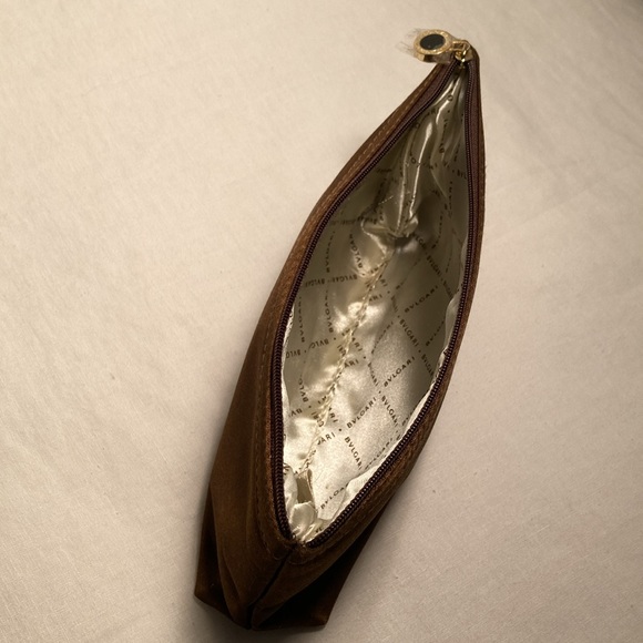 NWOT Bulgari satin brown cosmetics pouch - Picture 14 of 16